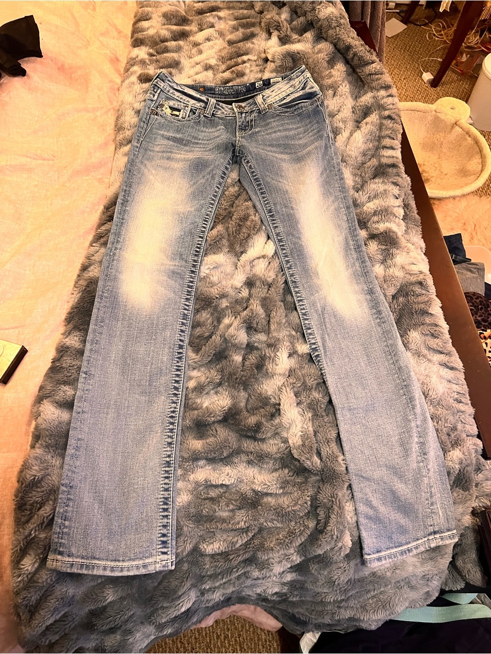 Miss Me Light Blue Bootcut Jeans with Faded Detail